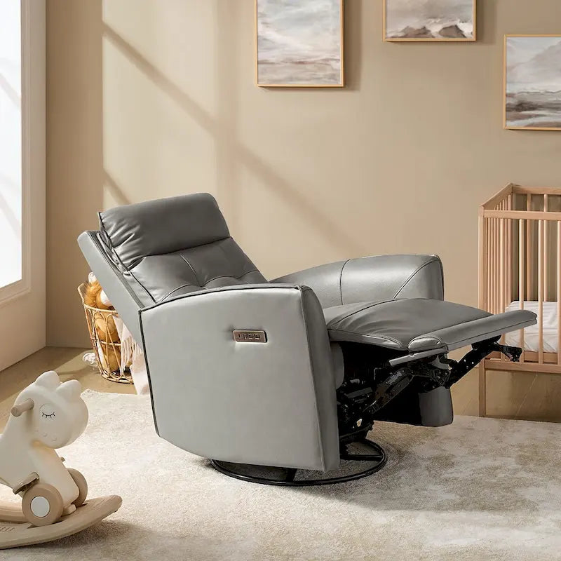 Fauteuil inclinable électrique Alberto Mordern en cuir véritable avec port de chargement USB par HULALA HOME