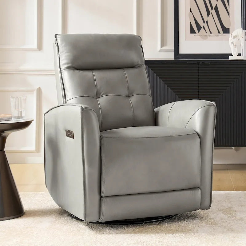 Fauteuil inclinable électrique Alberto Mordern en cuir véritable avec port de chargement USB par HULALA HOME