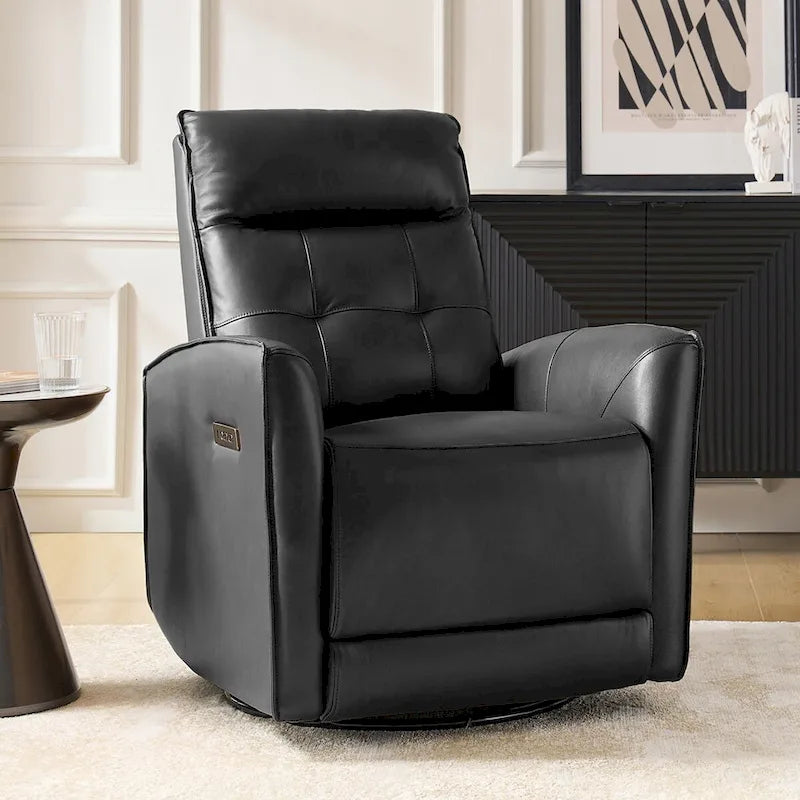 Fauteuil inclinable électrique Alberto Mordern en cuir véritable avec port de chargement USB par HULALA HOME