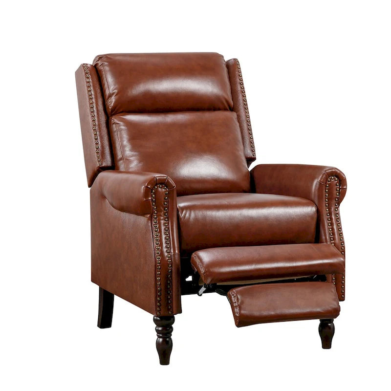 COZYMAN Fauteuil inclinable en cuir véritable de style scandinave, réglable par poussée, ensemble de 2 fauteuils confortables pour salon