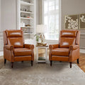 COZYMAN Fauteuil inclinable mi-siècle en cuir véritable, dossier réglable, avec accoudoirs confortables, lot de 2