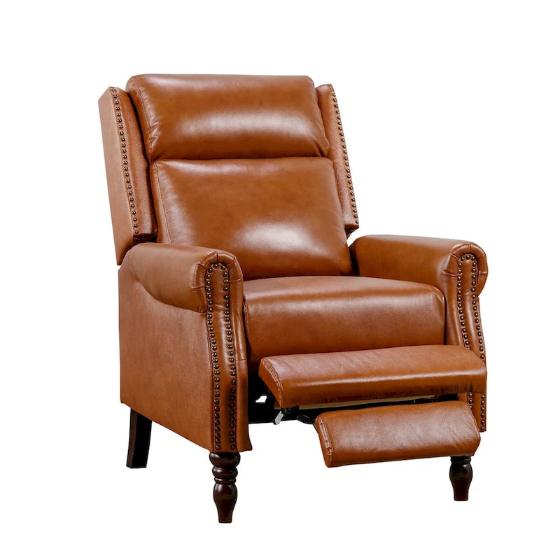 COZYMAN Fauteuil inclinable mi-siècle en cuir véritable, dossier réglable, avec accoudoirs confortables, lot de 2