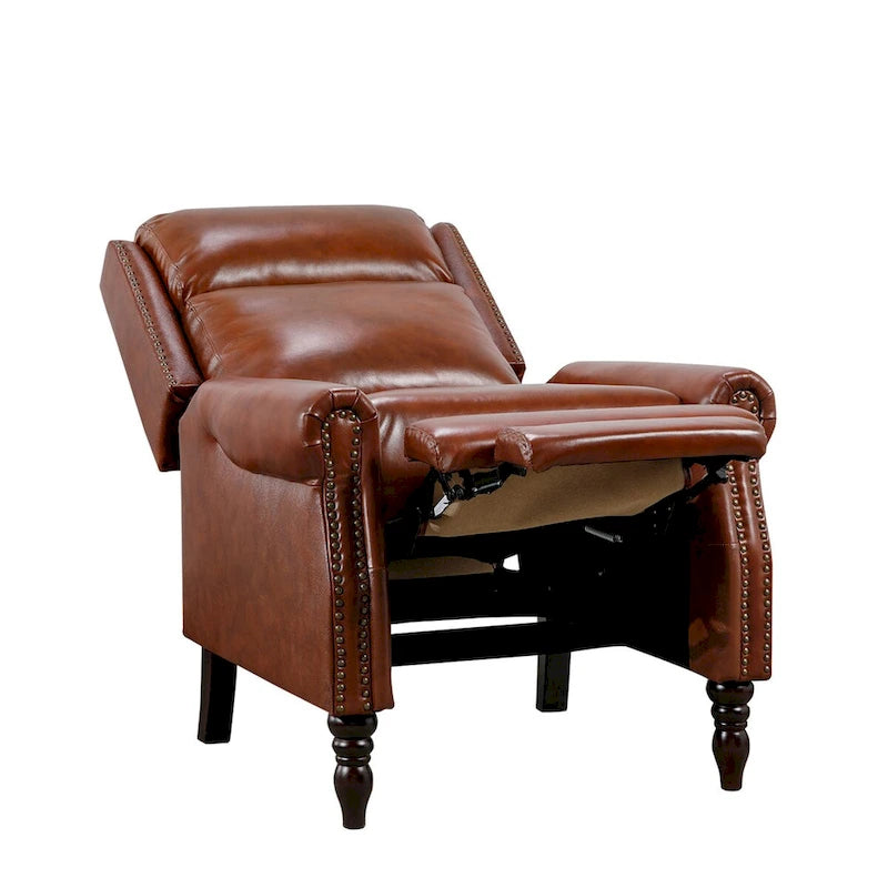COZYMAN Fauteuil inclinable mi-siècle en cuir véritable, dossier réglable, avec accoudoirs confortables, lot de 2