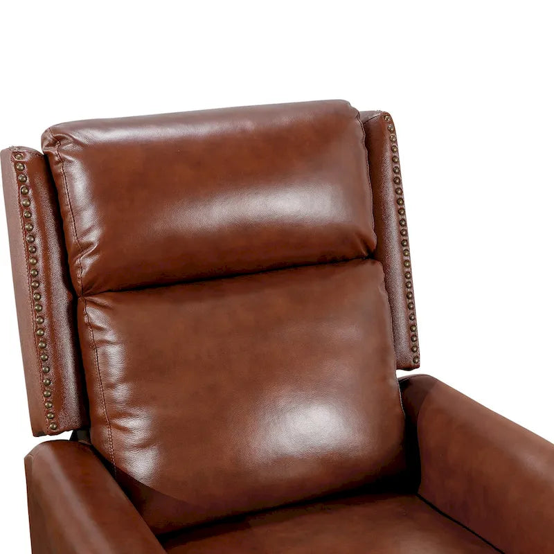 COZYMAN Fauteuil inclinable mi-siècle en cuir véritable, dossier réglable, avec accoudoirs confortables, lot de 2