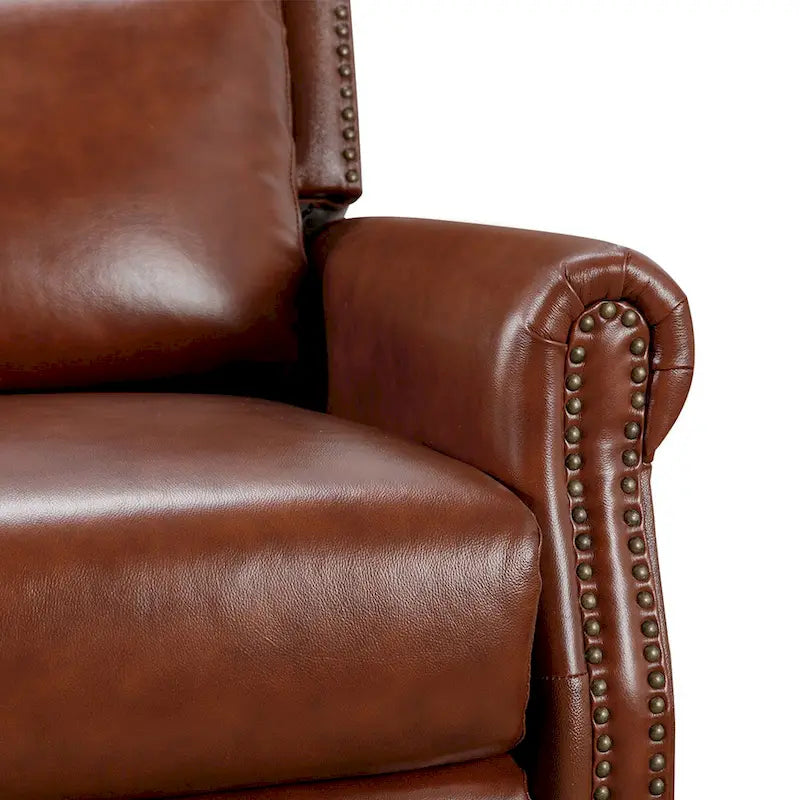 COZYMAN Fauteuil inclinable mi-siècle en cuir véritable, dossier réglable, avec accoudoirs confortables, lot de 2