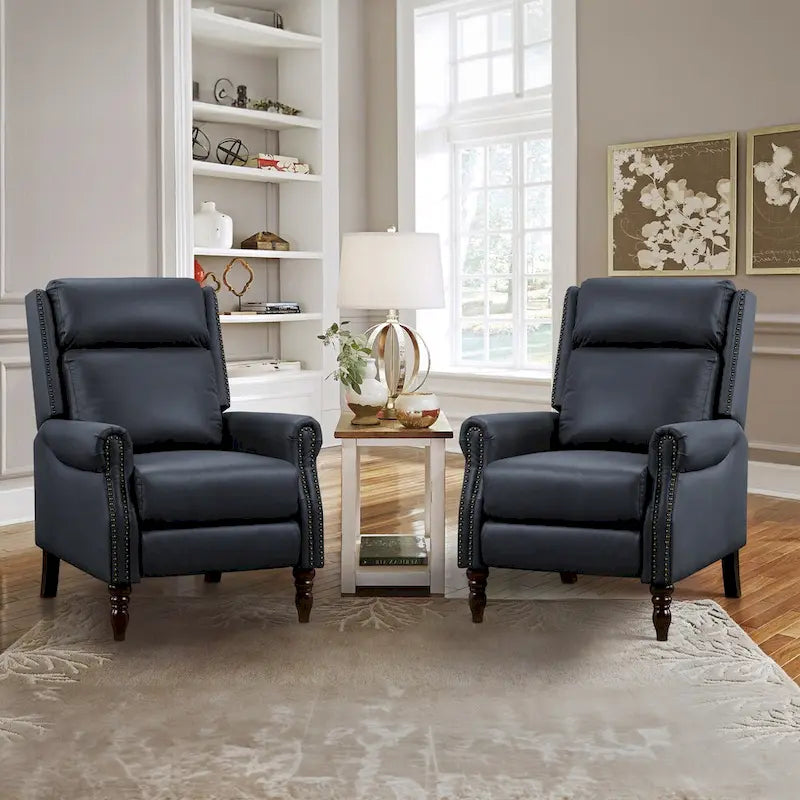 COZYMAN Fauteuil inclinable mi-siècle en cuir véritable, dossier réglable, avec accoudoirs confortables, lot de 2