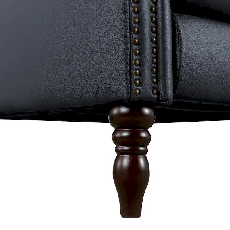 COZYMAN Fauteuil inclinable mi-siècle en cuir véritable, dossier réglable, avec accoudoirs confortables, lot de 2