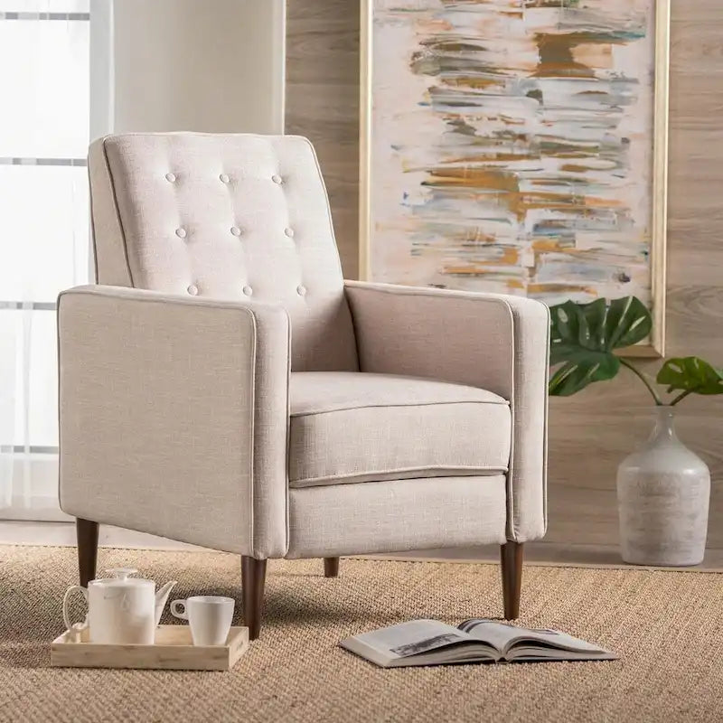 Fauteuil inclinable en tissu de style Mid-Century Modern avec pieds en bouleau de Christopher Knight Home