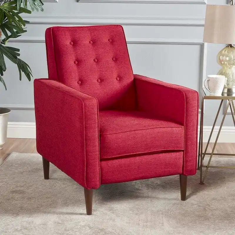 Fauteuil inclinable en tissu de style Mid-Century Modern avec pieds en bouleau de Christopher Knight Home