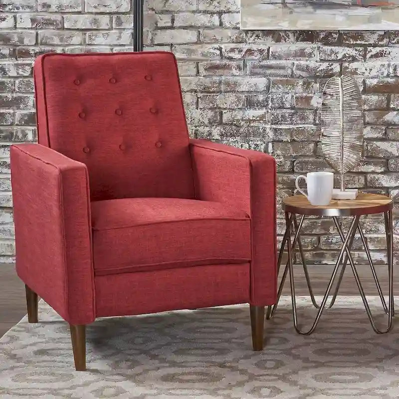 Fauteuil inclinable en tissu de style Mid-Century Modern avec pieds en bouleau de Christopher Knight Home