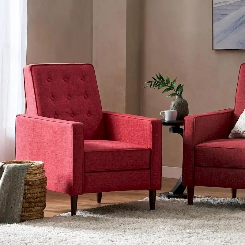 Fauteuil inclinable en tissu de style Mid-Century Modern avec pieds en bouleau de Christopher Knight Home