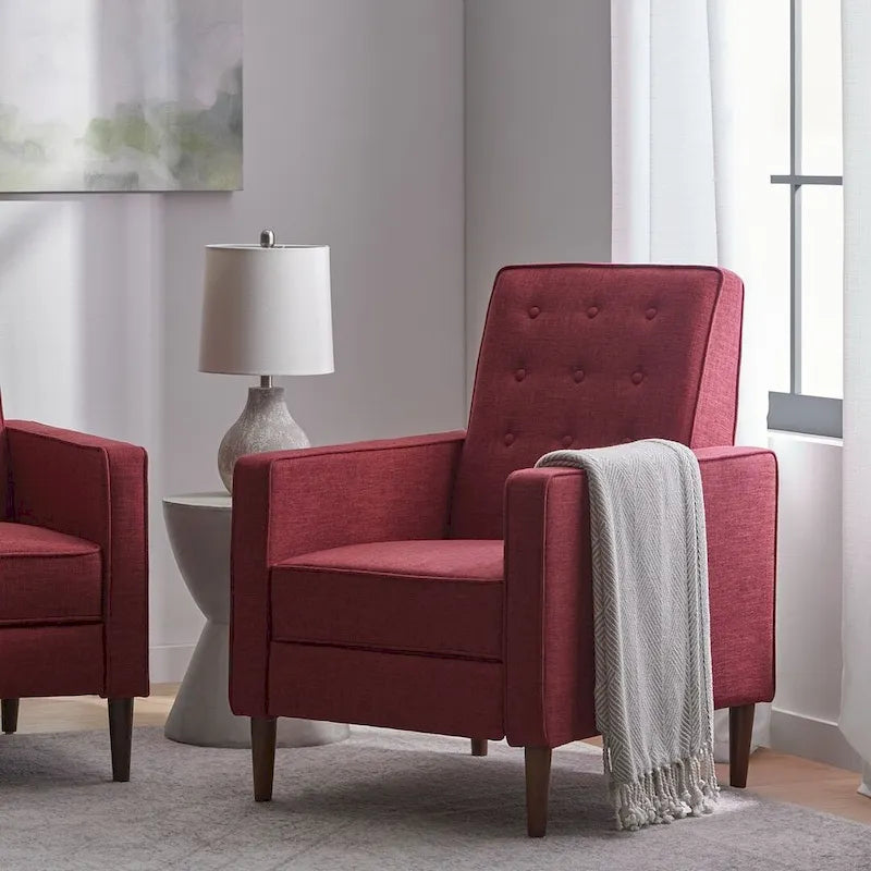 Fauteuil inclinable en tissu de style Mid-Century Modern avec pieds en bouleau de Christopher Knight Home