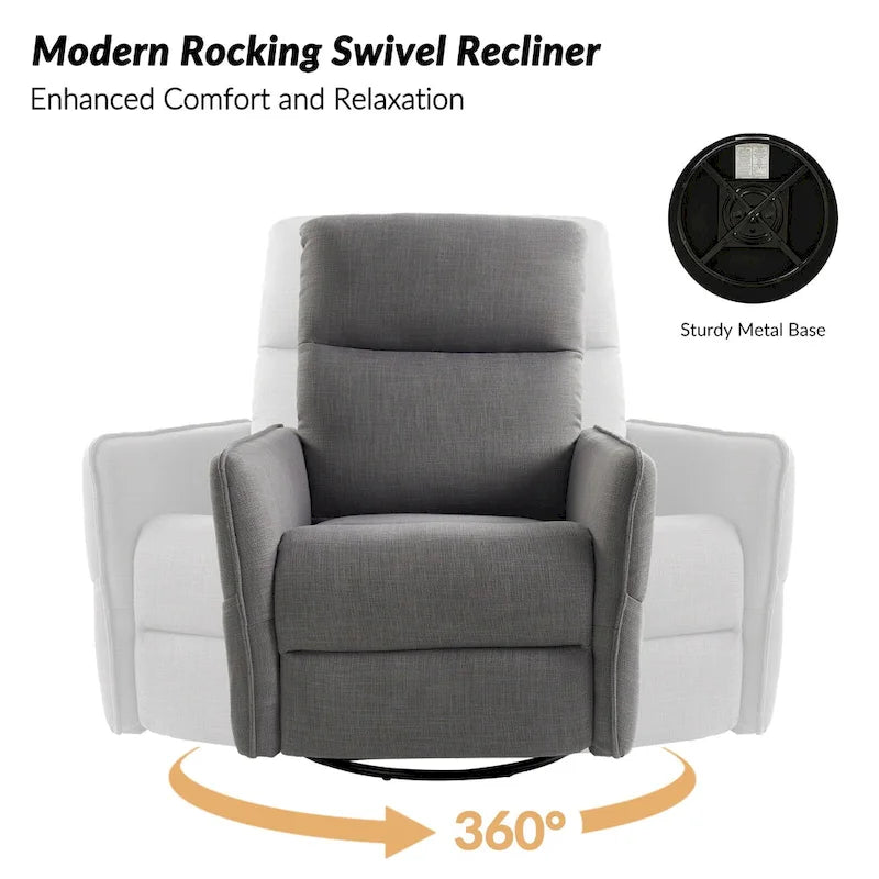 Fauteuil inclinable pivotant Curtis avec deux poches latérales par HULALA HOME