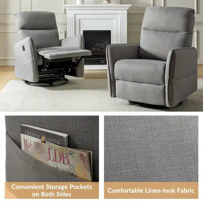 Fauteuil inclinable pivotant Curtis avec deux poches latérales par HULALA HOME