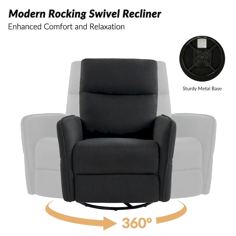 Fauteuil inclinable pivotant Curtis avec deux poches latérales par HULALA HOME