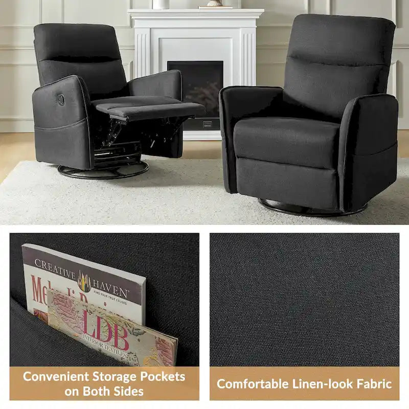 Fauteuil inclinable pivotant Curtis avec deux poches latérales par HULALA HOME