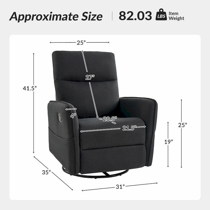 Fauteuil inclinable pivotant Curtis avec deux poches latérales par HULALA HOME