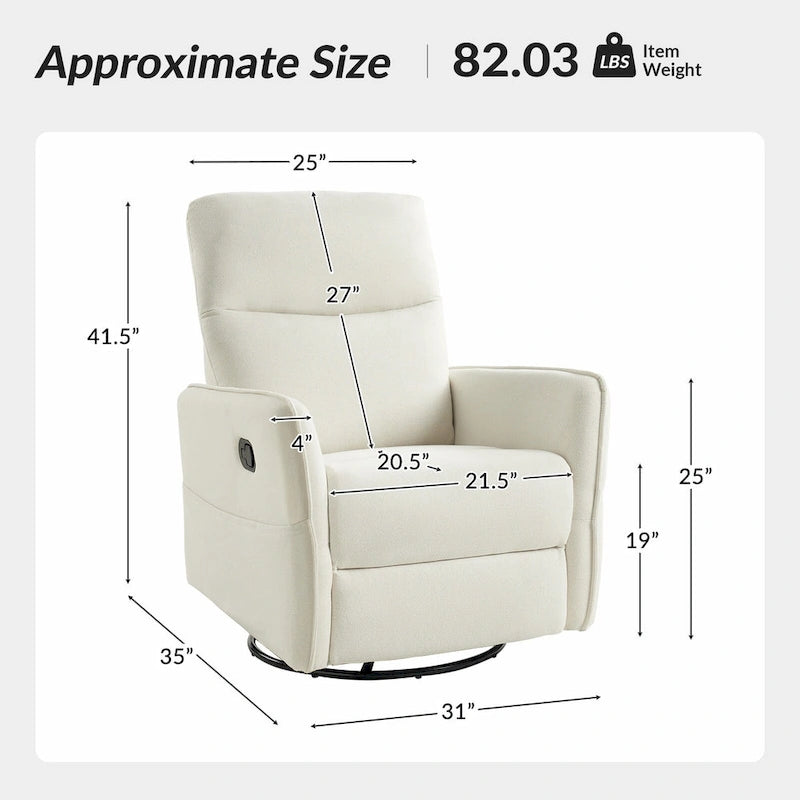 Fauteuil inclinable pivotant Curtis avec deux poches latérales par HULALA HOME