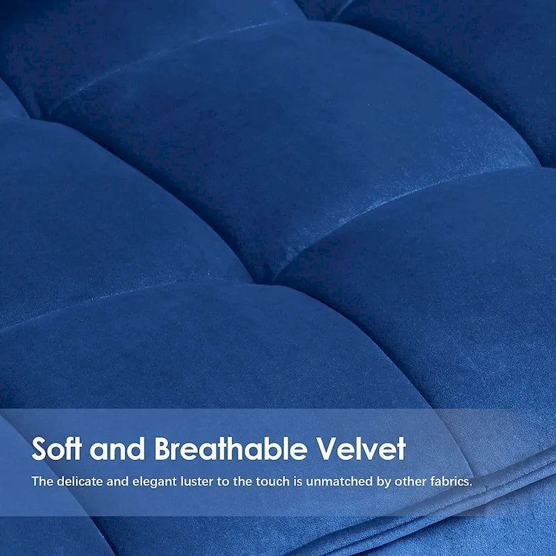 Fauteuil d'appoint Mcombo avec ottoman, Fauteuil capitonné en velours à oreilles, Chaises rembourrées avec pieds en métal pour Chambre Salon 4079