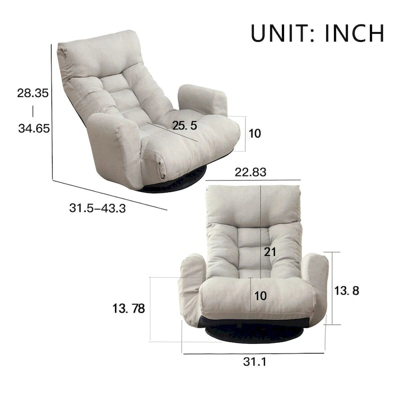Fauteuils de relaxation gris avec appui-tête et support lombaire réglables