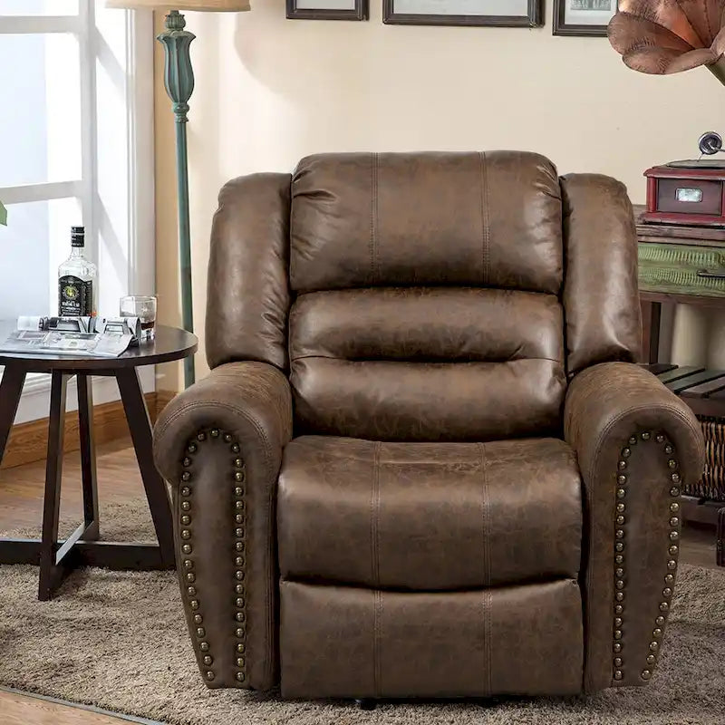 Fauteuil inclinable électrique surdimensionné en similicuir avec télécommande, massage et chauffage