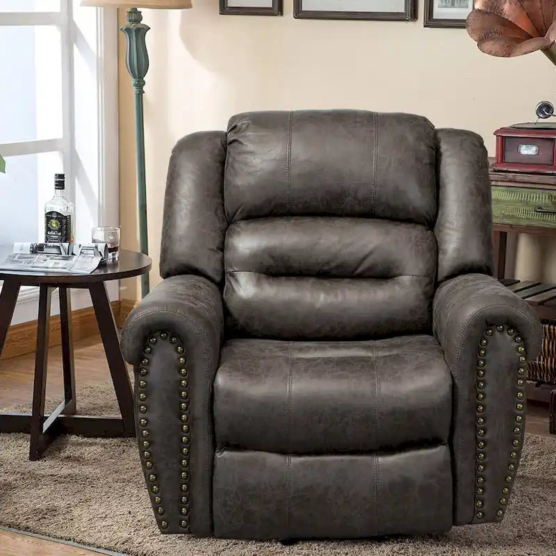Fauteuil inclinable électrique surdimensionné en similicuir avec télécommande, massage et chauffage