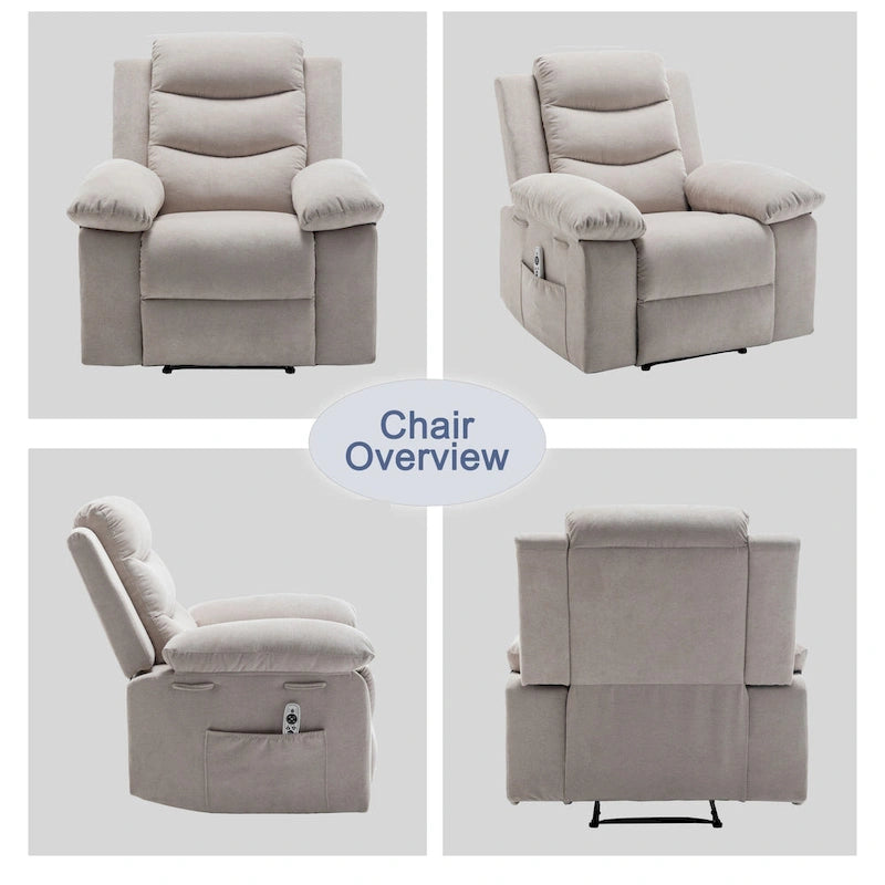 Fauteuil relax électrique avec chauffage d'assise et fonction de massage réglable