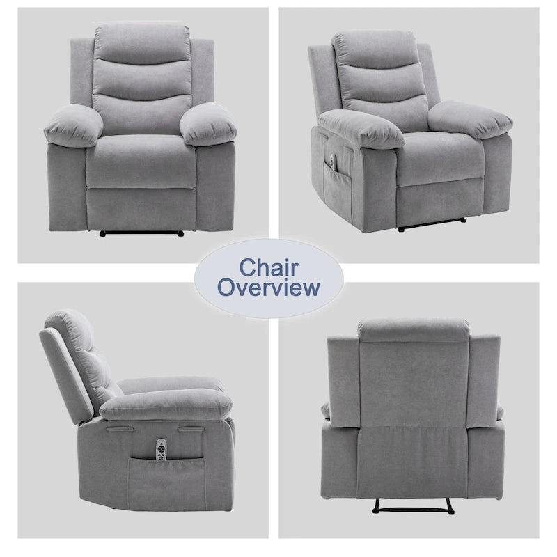 Fauteuil relax électrique avec chauffage d'assise et fonction de massage réglable