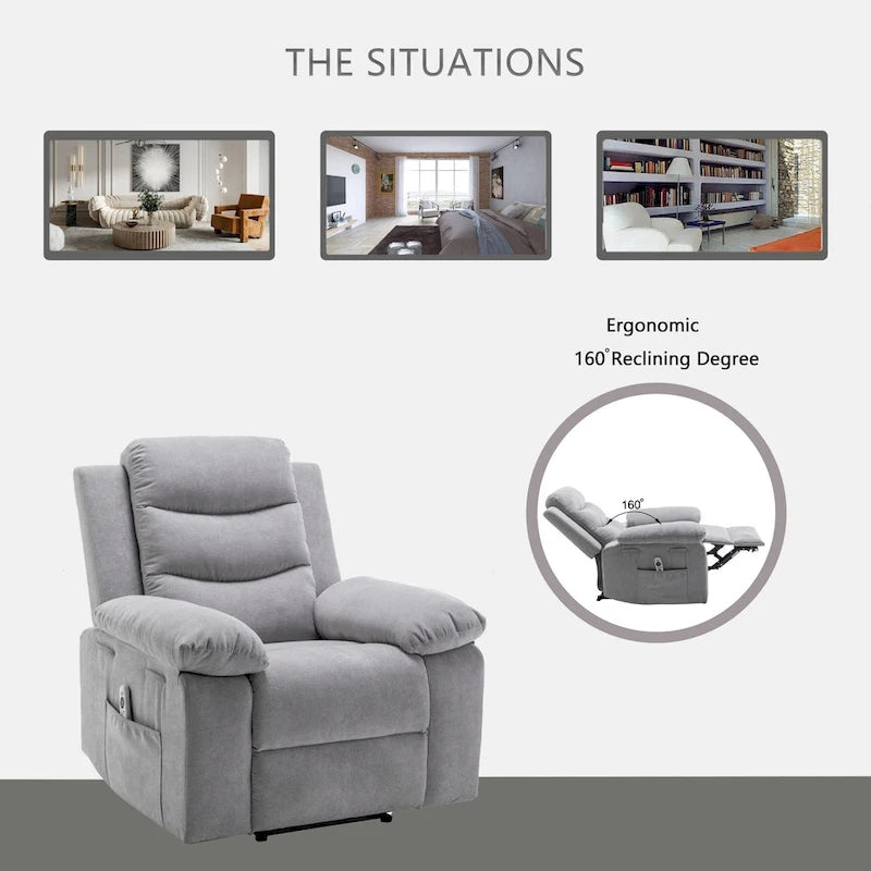 Fauteuil relax électrique avec chauffage d'assise et fonction de massage réglable