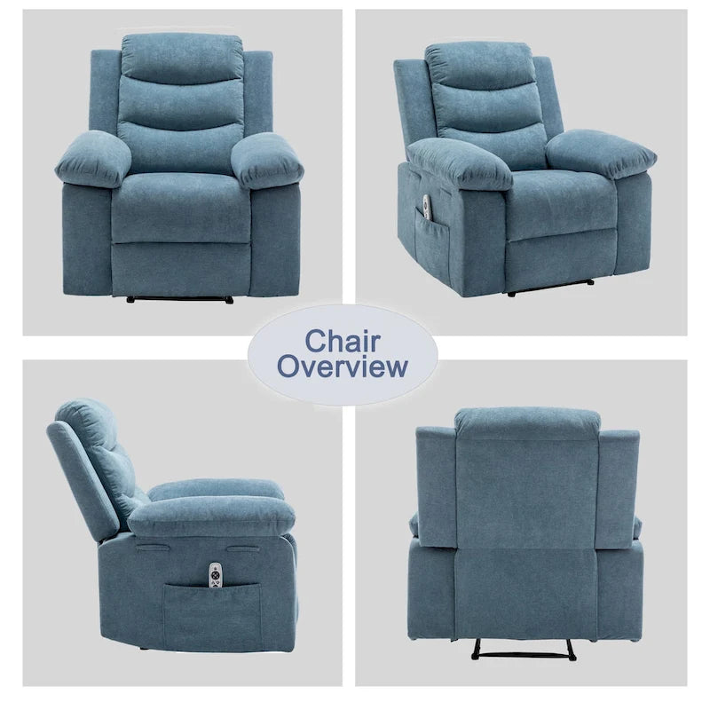 Fauteuil relax électrique avec chauffage d'assise et fonction de massage réglable