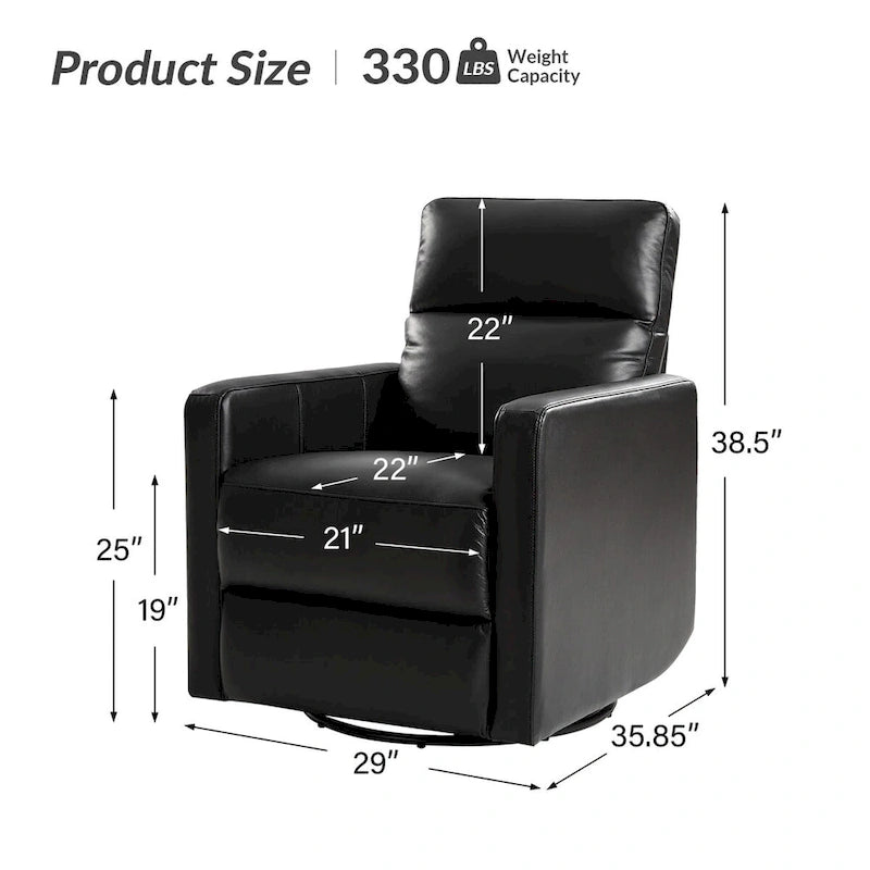 Ensemble de 2 fauteuils inclinables pivotants et à bascule Josefa Modern en cuir véritable par Hulala Home