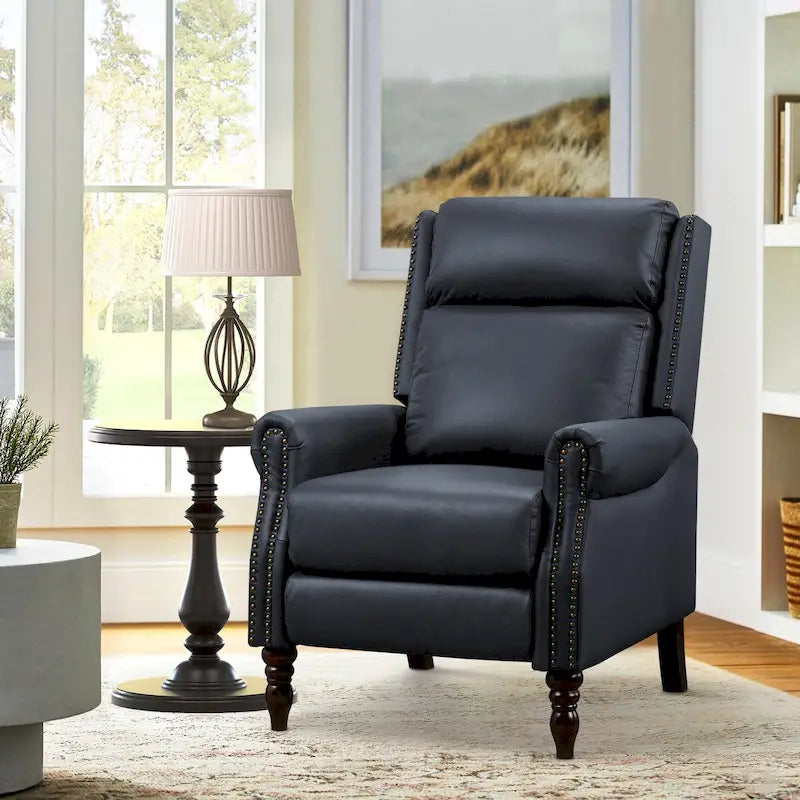 Fauteuil inclinable COZYMAN en cuir véritable avec dossier réglable et accoudoirs confortables pour le salon