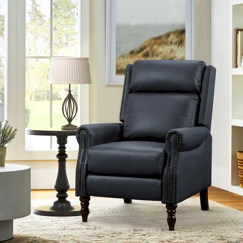 Fauteuil inclinable COZYMAN en cuir véritable avec dossier réglable et accoudoirs confortables pour le salon