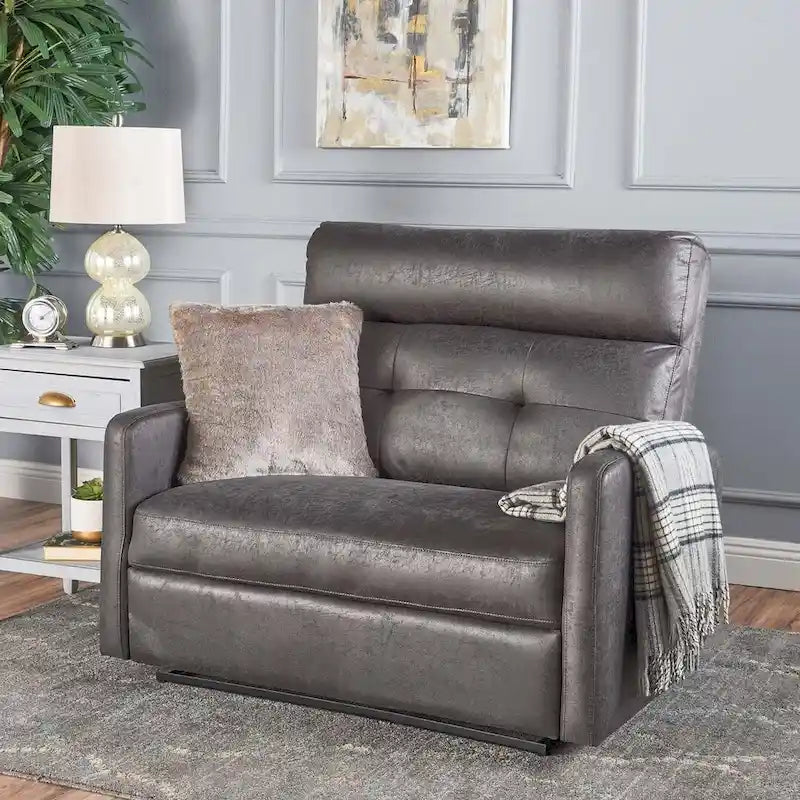 Fauteuil inclinable deux places en tissu moderne avec coussins moelleux par Christopher Knight Home