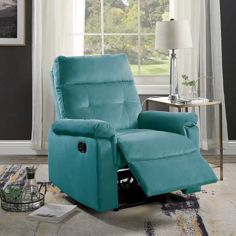 Fauteuil inclinable manuel simple en velours capitonné avec dossier touffeté
