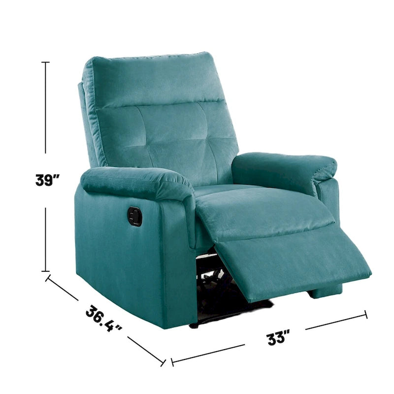 Fauteuil inclinable manuel simple en velours capitonné avec dossier touffeté