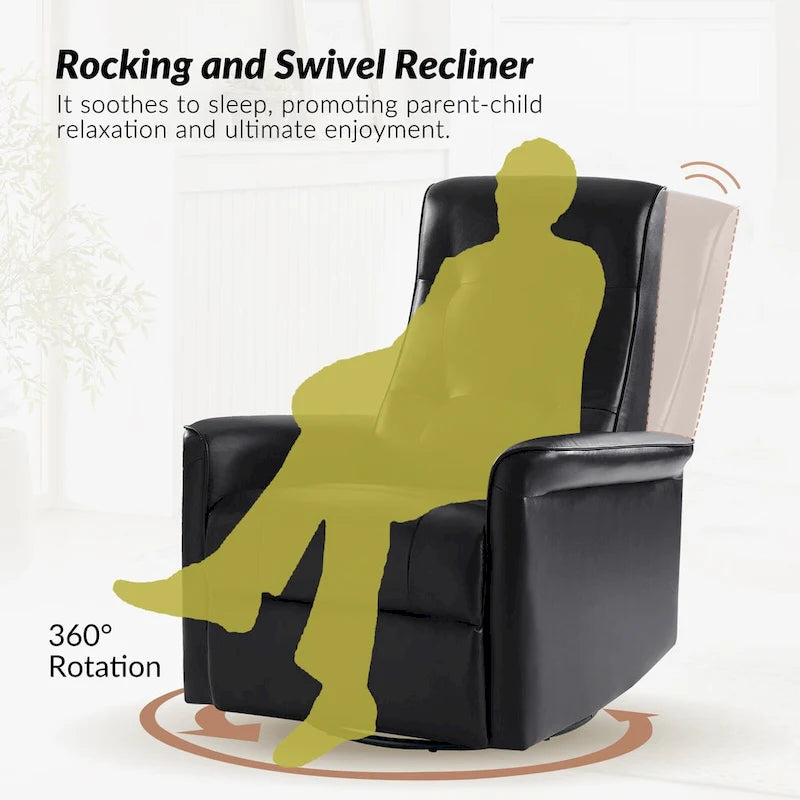 Fauteuil inclinable électrique pivotant moderne en similicuir Valentin avec ports USB, lot de 2, par HULALA HOME