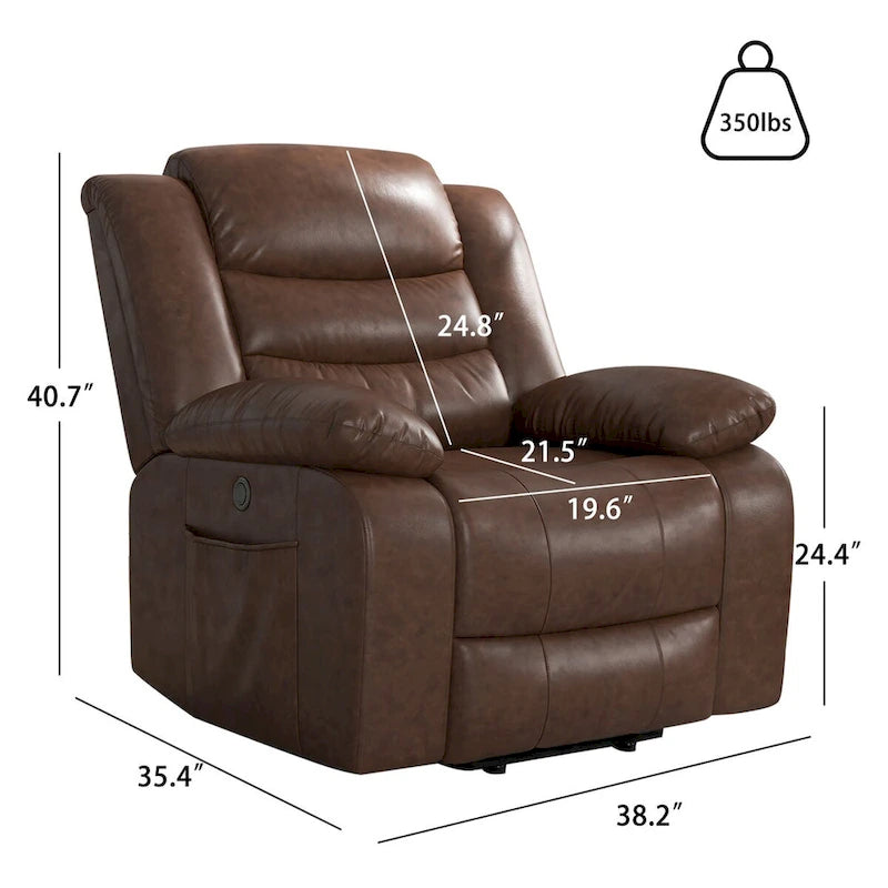 Fauteuil inclinable releveur en similicuir pour personnes âgées