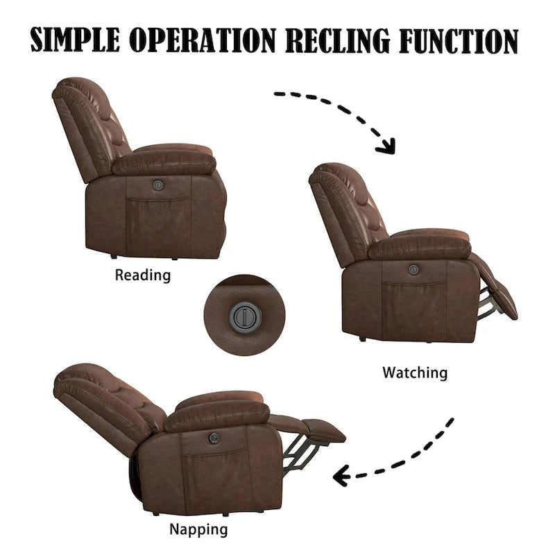 Fauteuil inclinable releveur en similicuir pour personnes âgées