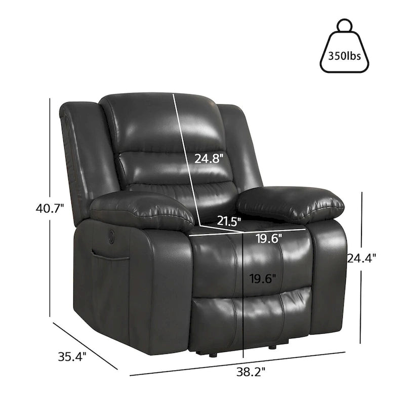 Fauteuil inclinable releveur en similicuir pour personnes âgées