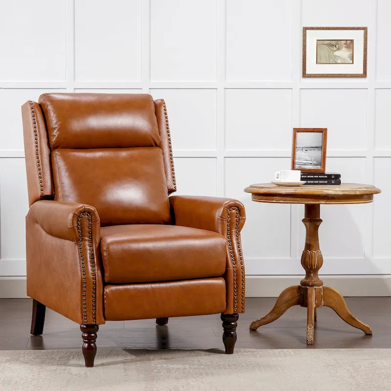 COZYMAN Fauteuil inclinable confortable en cuir véritable, inclinable manuel réglable, fauteuil de salon