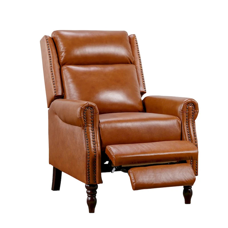 COZYMAN Fauteuil inclinable confortable en cuir véritable, inclinable manuel réglable, fauteuil de salon