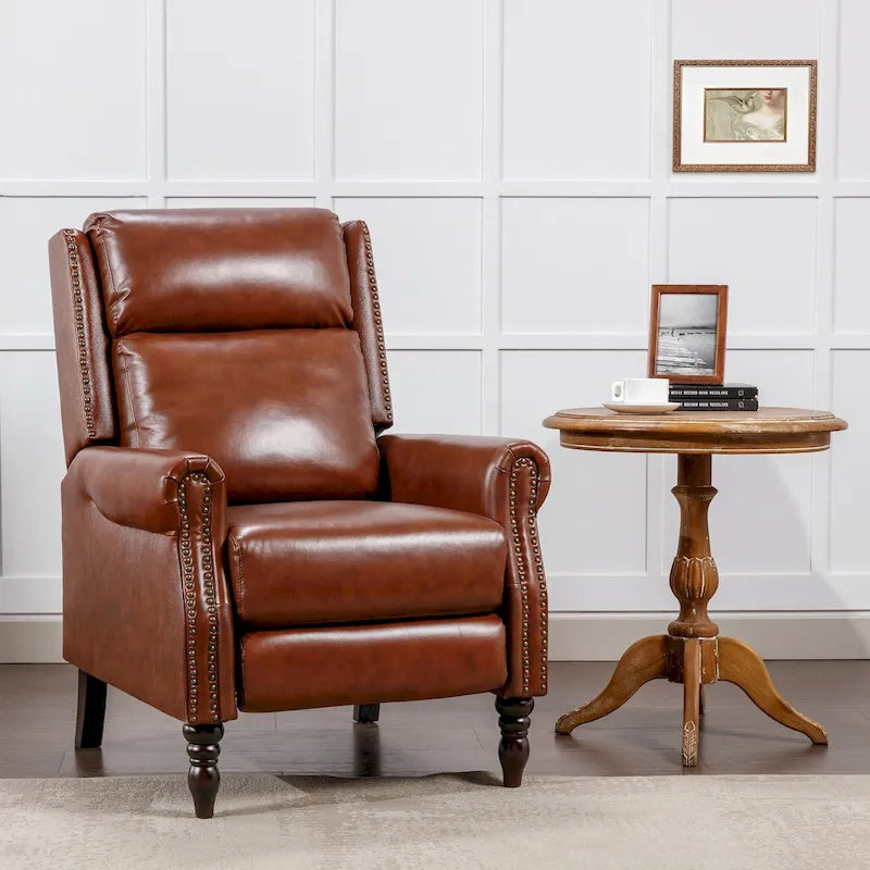 COZYMAN Fauteuil inclinable confortable en cuir véritable, inclinable manuel réglable, fauteuil de salon