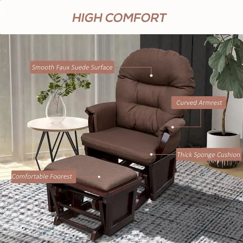 Fauteuil à bascule de puériculture avec pouf, assise rembourrée épaisse