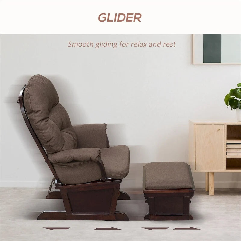 Fauteuil à bascule de puériculture avec pouf, assise rembourrée épaisse