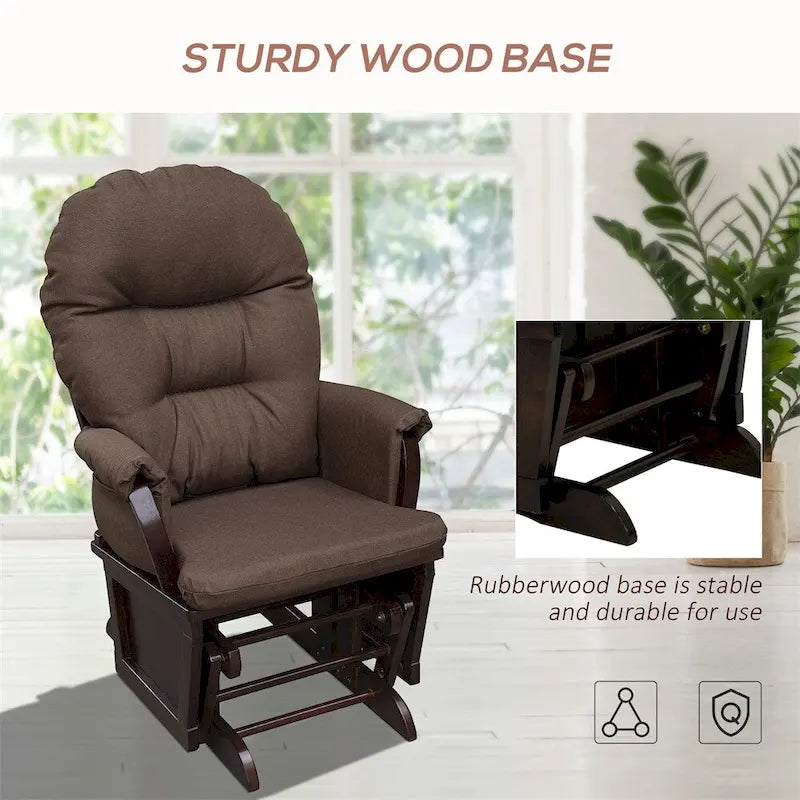 Fauteuil à bascule de puériculture avec pouf, assise rembourrée épaisse