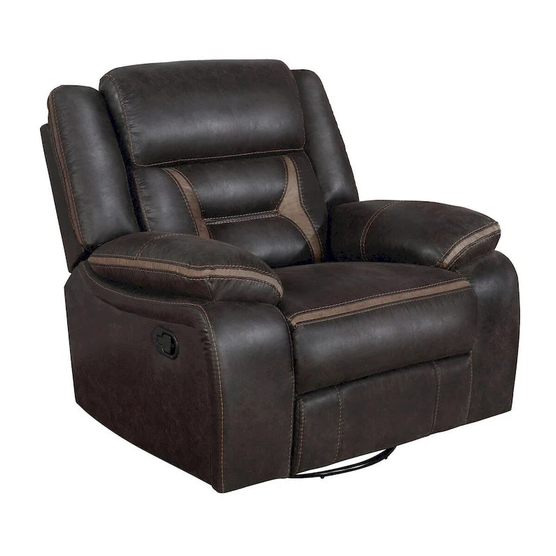 Fauteuil inclinable manuel Jake 104 cm, avec coussin, en similicuir marron foncé