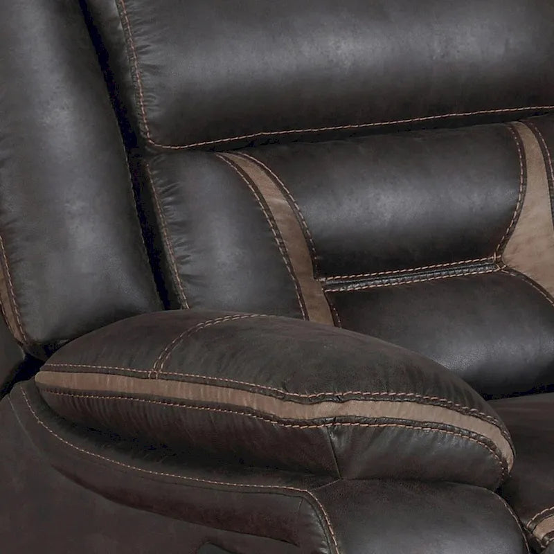 Fauteuil inclinable manuel Jake 104 cm, avec coussin, en similicuir marron foncé