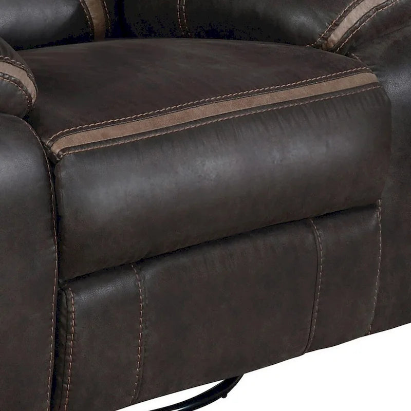 Fauteuil inclinable manuel Jake 104 cm, avec coussin, en similicuir marron foncé
