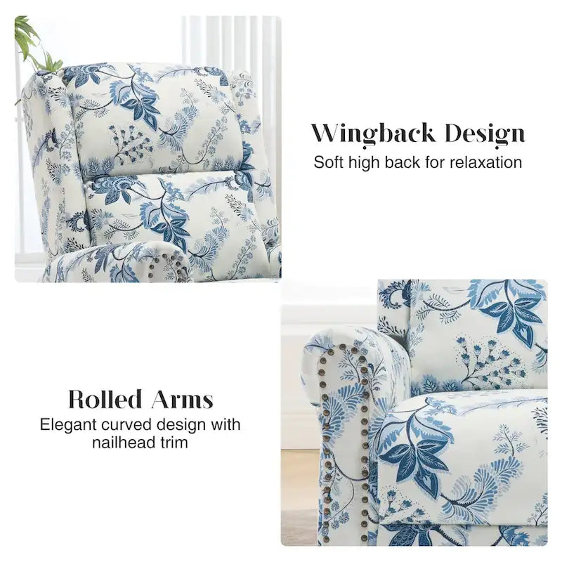HOMYKA Fauteuil Inclinable Manuel Floral Pivotant et Basculant Lot de 2